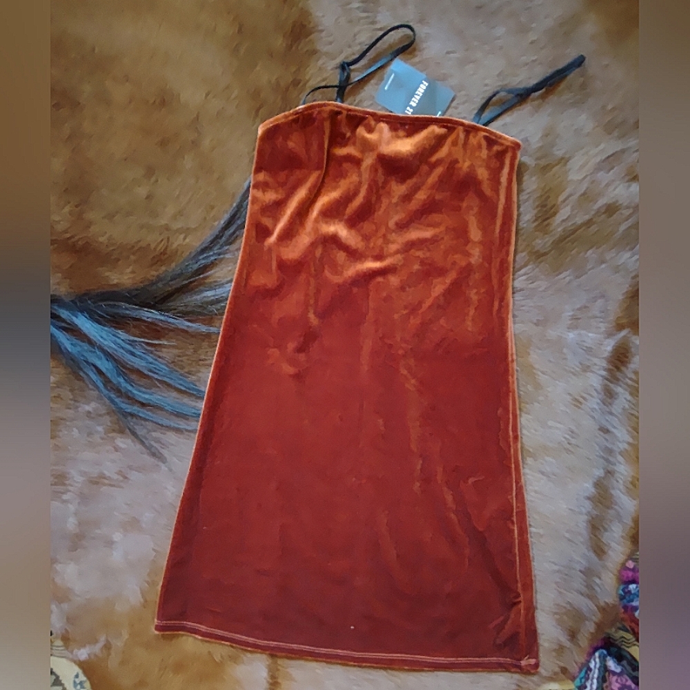 NWT spaghetti strap burnt orange velvet long tube top or short dress